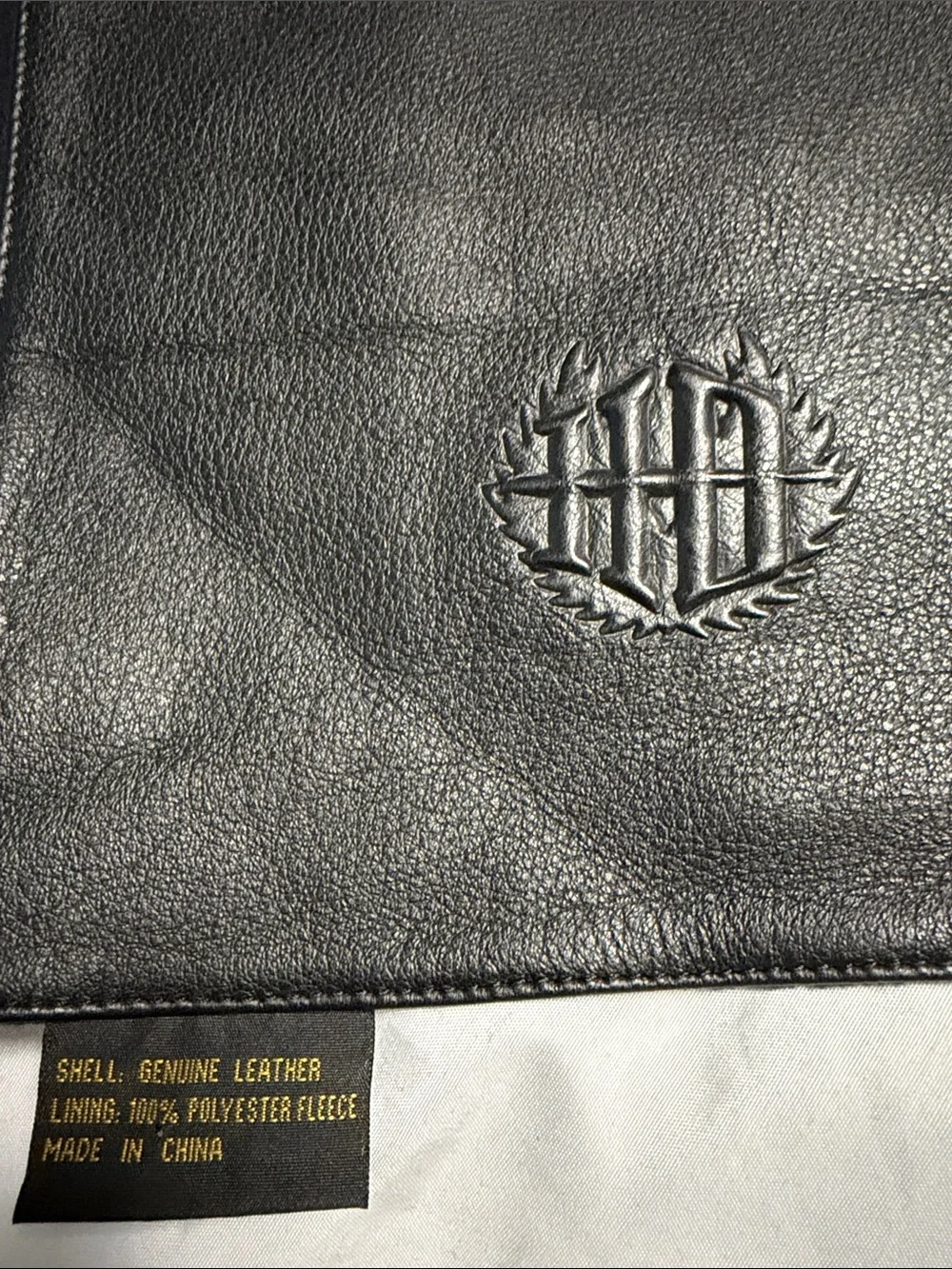 Harley Davidson Black Leather Scarf with Embossed Crest